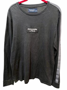 Abercrombie & Fitch Men’s Soft A&F Tee Logo Patch Long Sleeve Sz Large Black